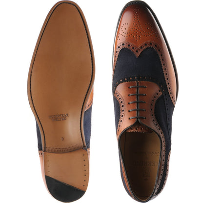 Product image for Herring Farnham mens two-tone brogues in chestnut calf and navy suede (second)
