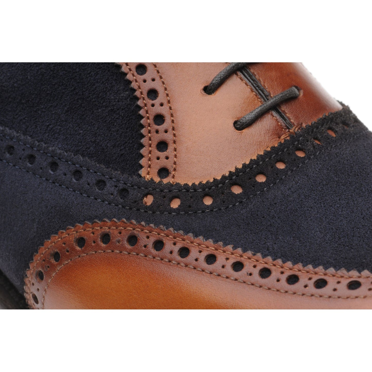 Product image for Herring Farnham mens two-tone brogues in chestnut calf and navy suede (second)