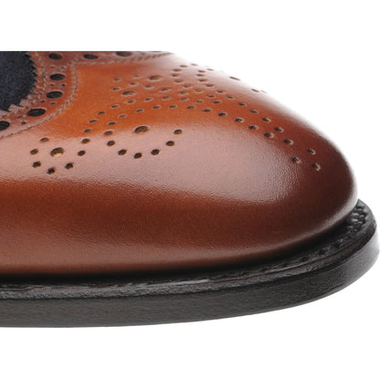 Product image for Herring Farnham mens two-tone brogues in chestnut calf and navy suede (second)