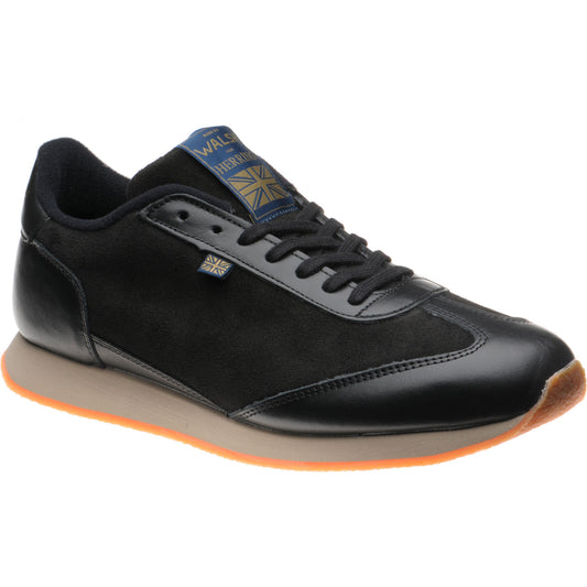Product image for Herring Fierce Trainer mens rubber-soled trainers in black calf and black suede