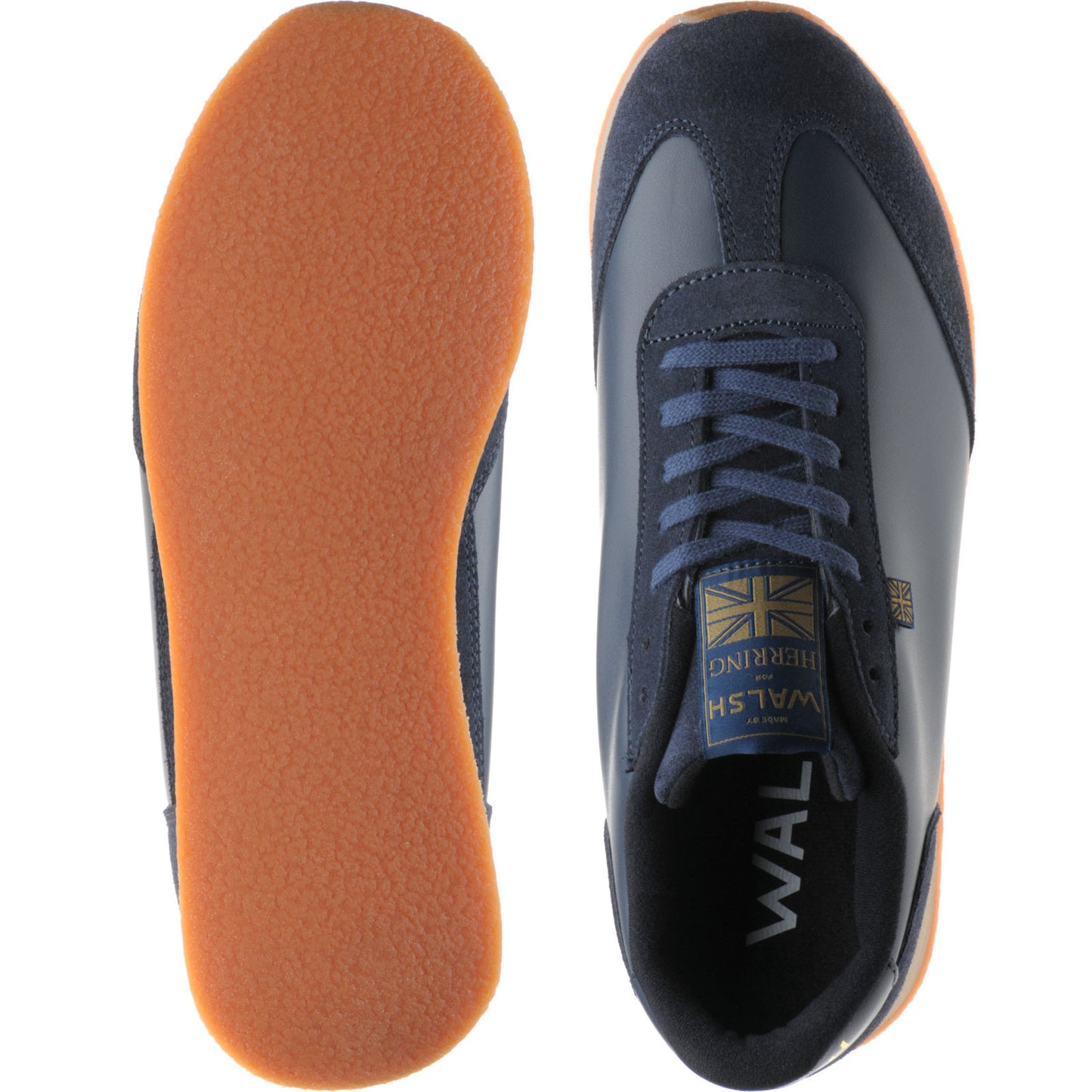 Product image for Herring Fierce Trainer mens rubber-soled trainers in navy calf and navy suede