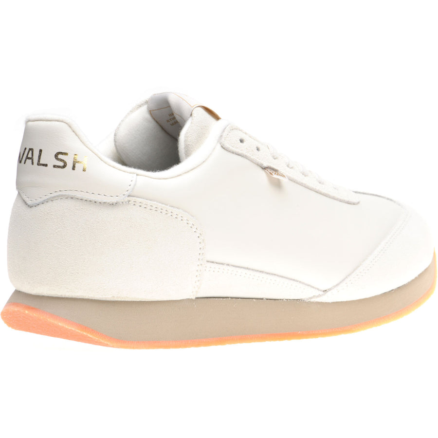 Product image for Herring Fierce Trainer mens rubber-soled trainers in white calf and stone suede