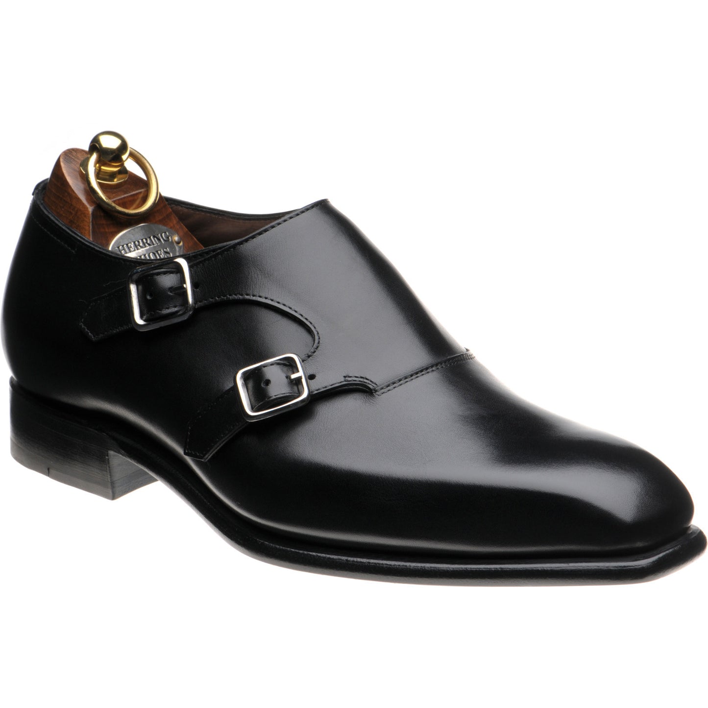 Product image for Herring Fitzrovia mens monk shoes in black calf