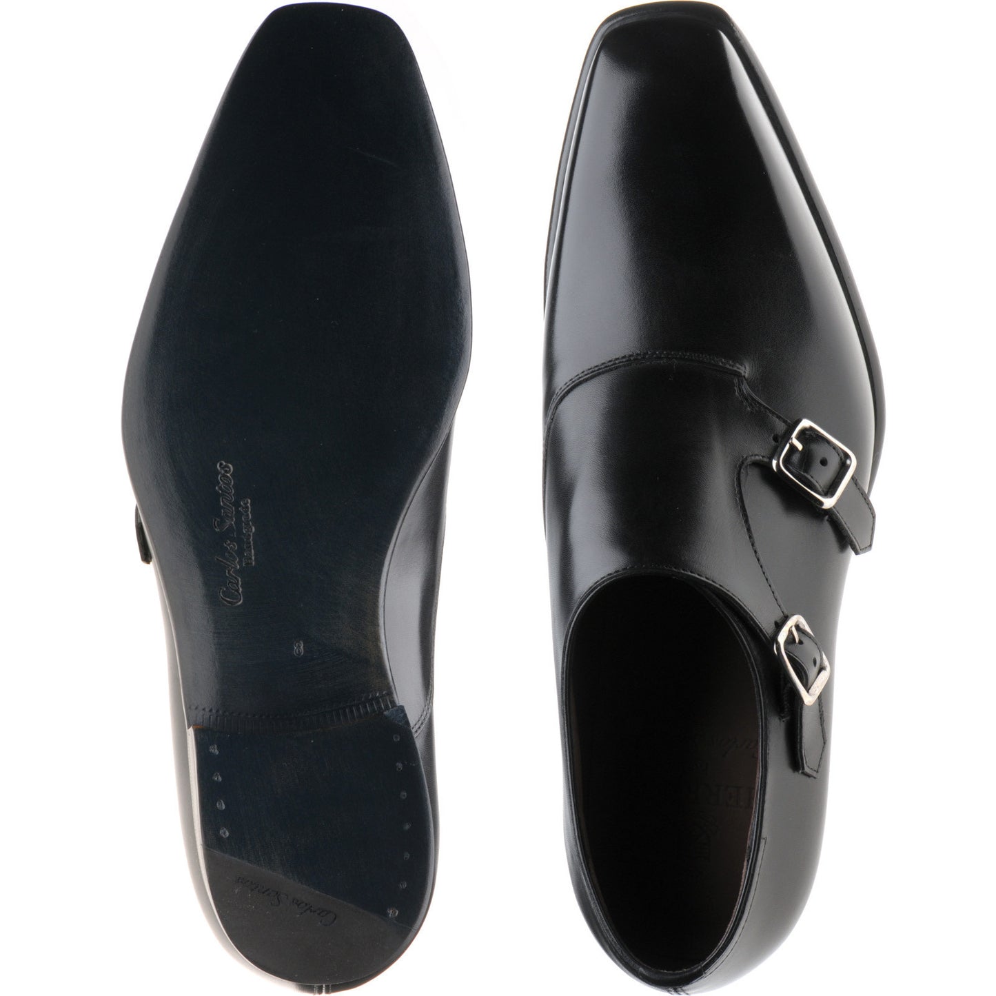 Product image for Herring Fitzrovia mens monk shoes in black calf