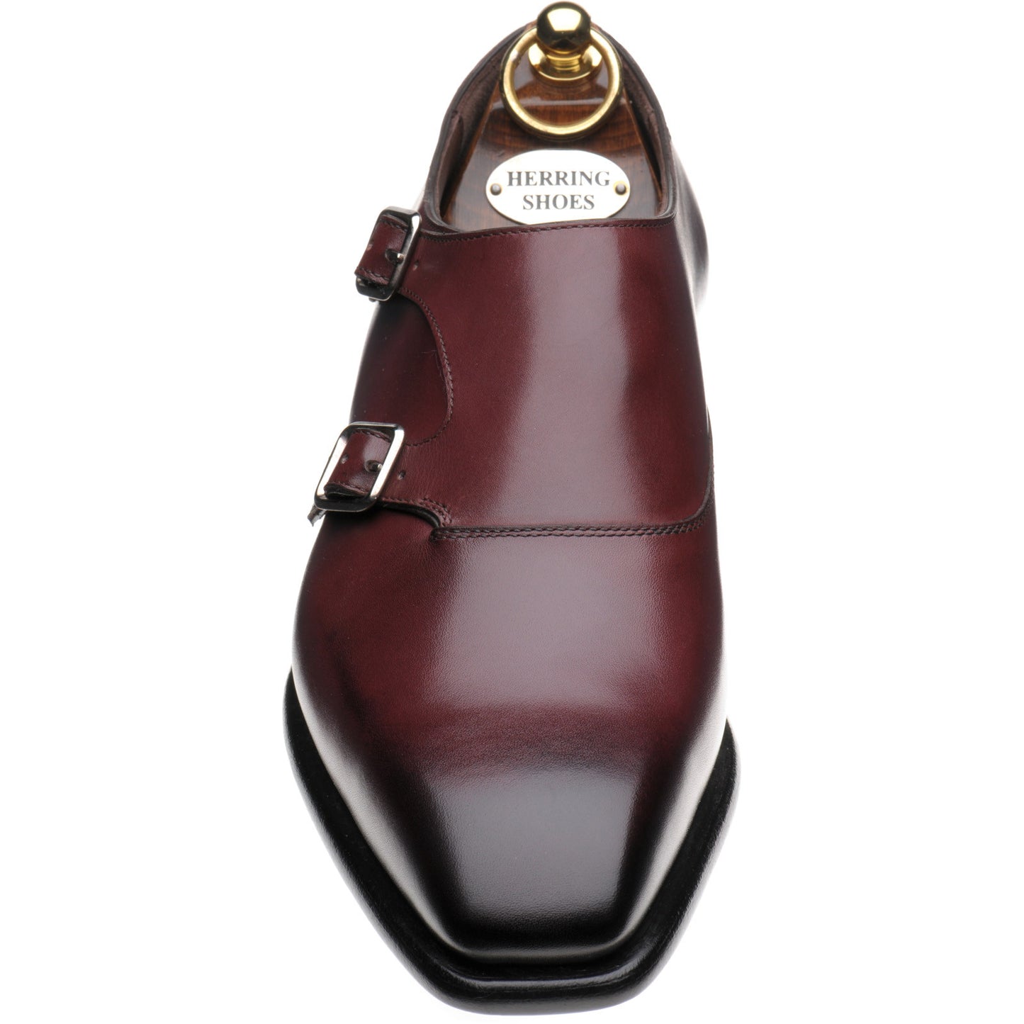 Product image for Herring Fitzrovia mens monk shoes in burgundy calf (second)