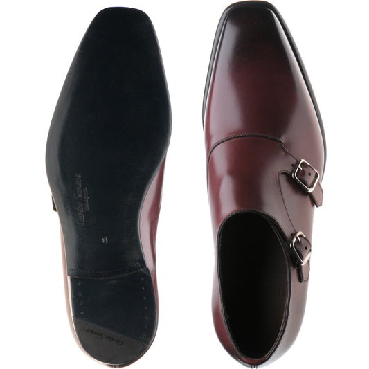 Product image for Herring Fitzrovia mens monk shoes in burgundy calf