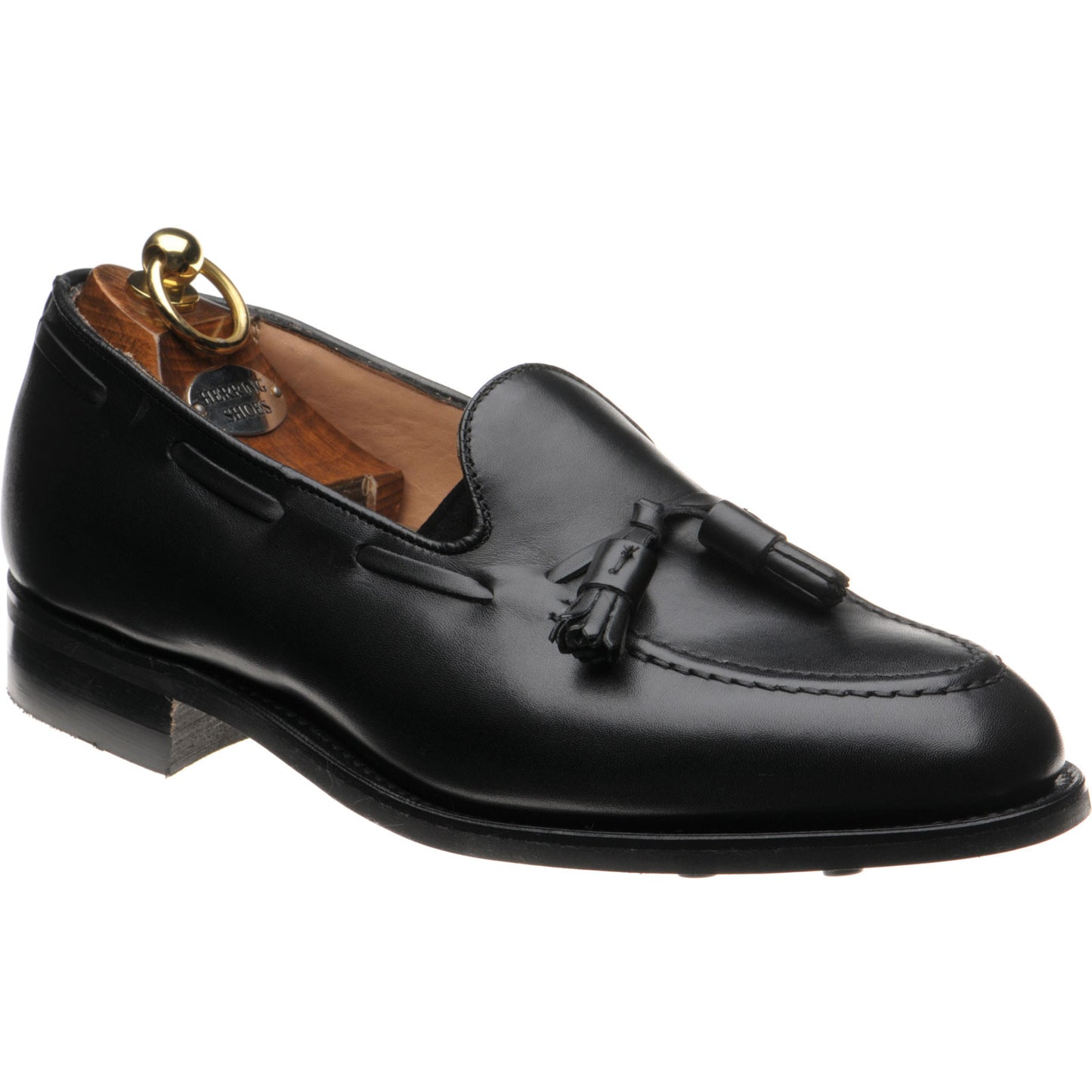 Product image for Herring Fletcher mens rubber-soled tasselled loafers in black calf