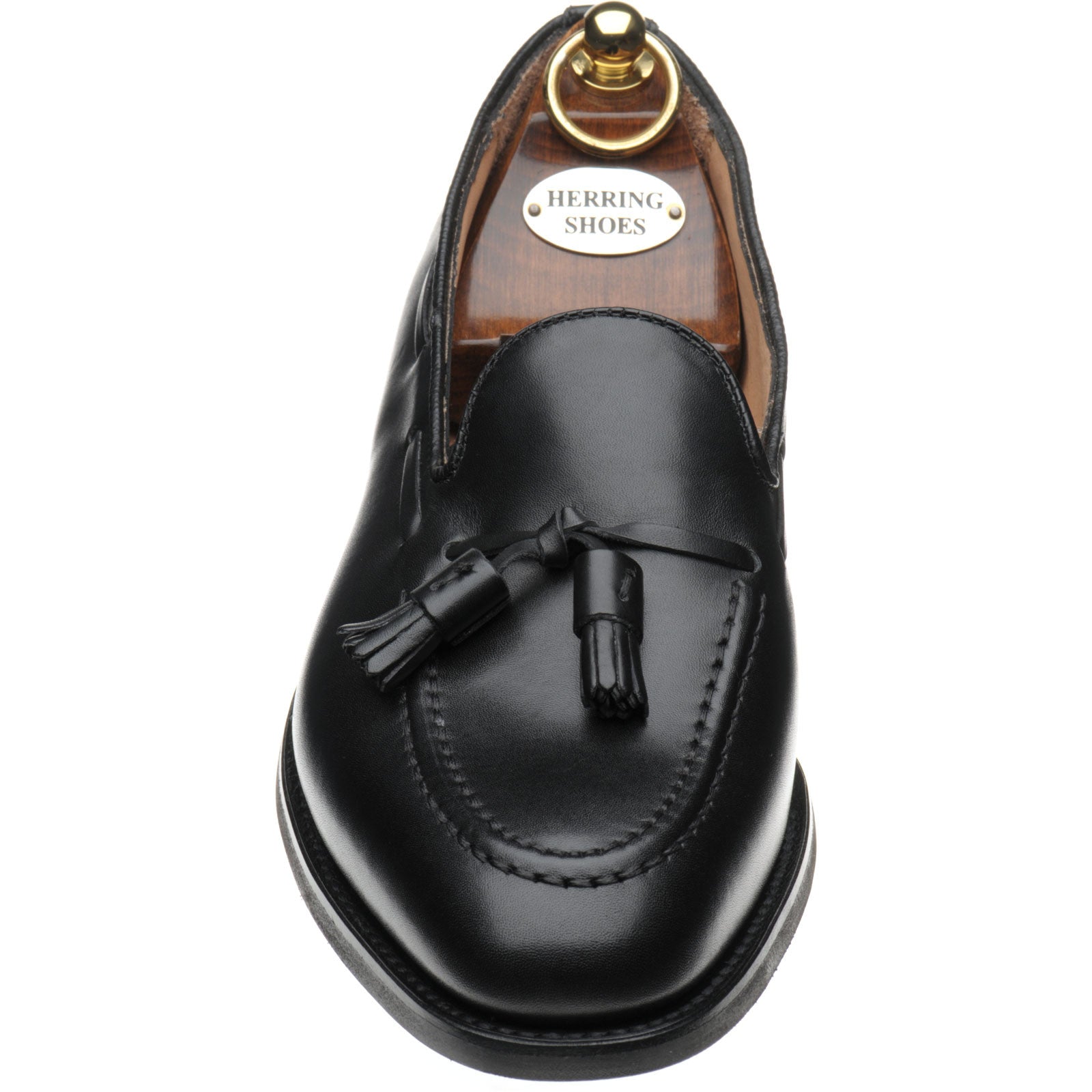 Product image for Herring Fletcher mens rubber-soled tasselled loafers in black calf