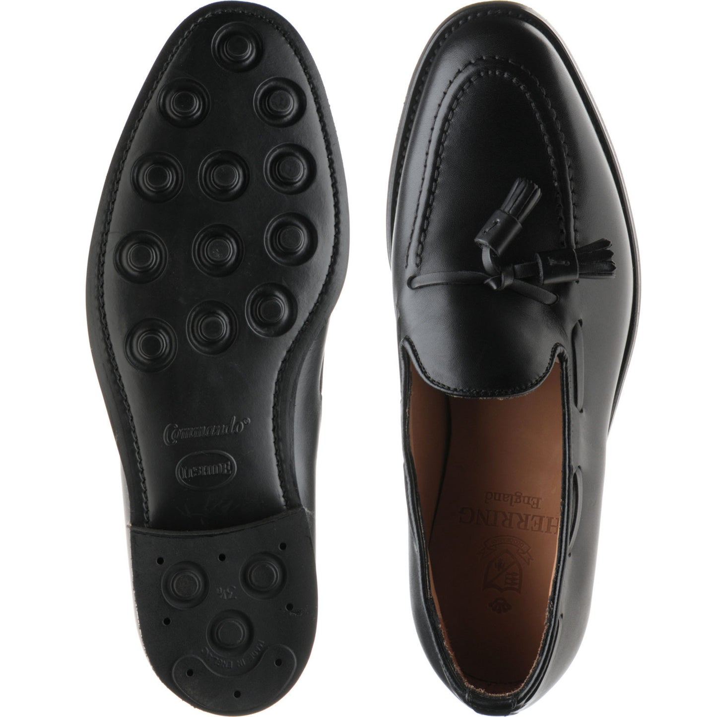 Product image for Herring Fletcher mens rubber-soled tasselled loafers in black calf