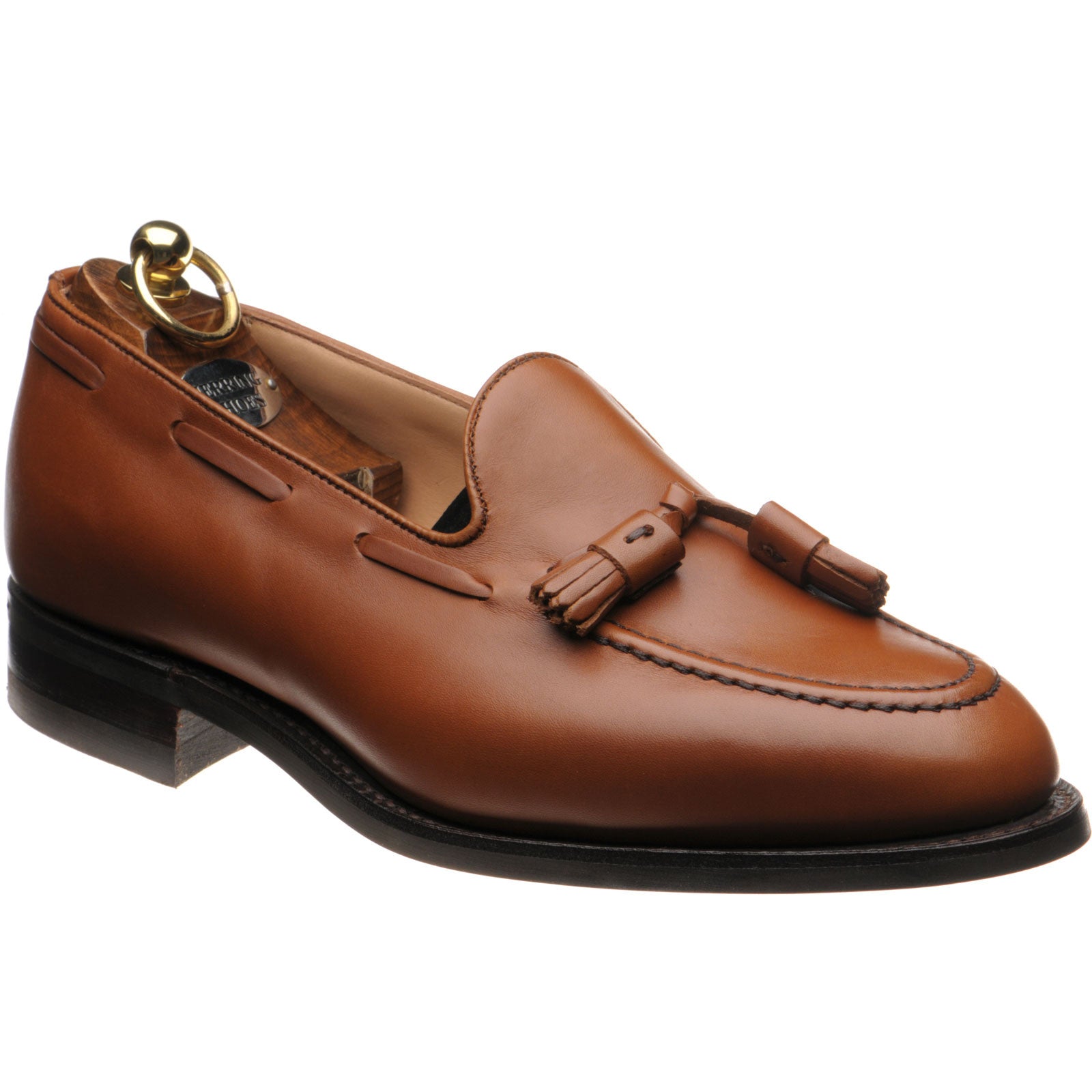Product image for Herring Fletcher mens rubber-soled tasselled loafers in pecan calf