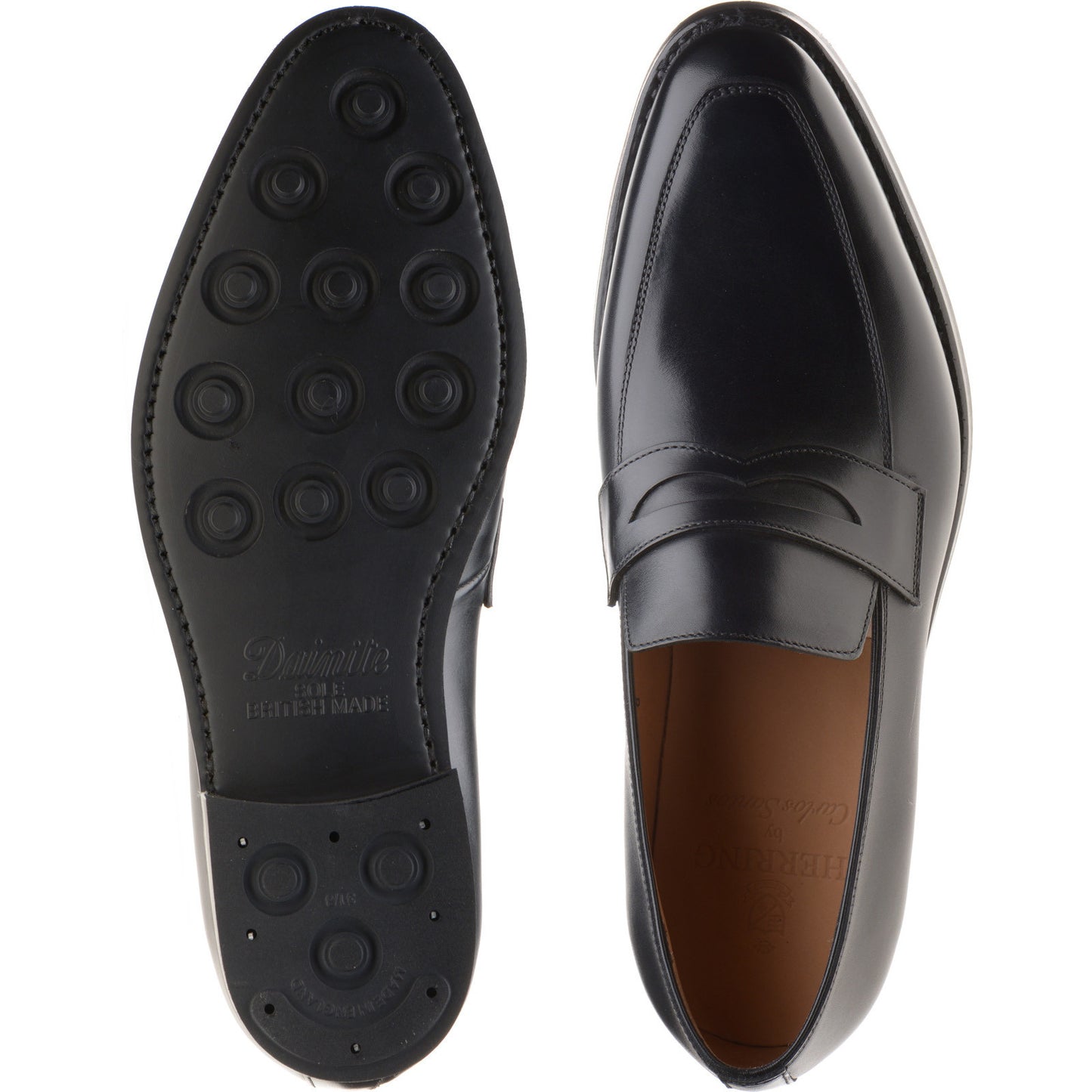Product image for Herring Fletcher Rubber mens loafers in black calf