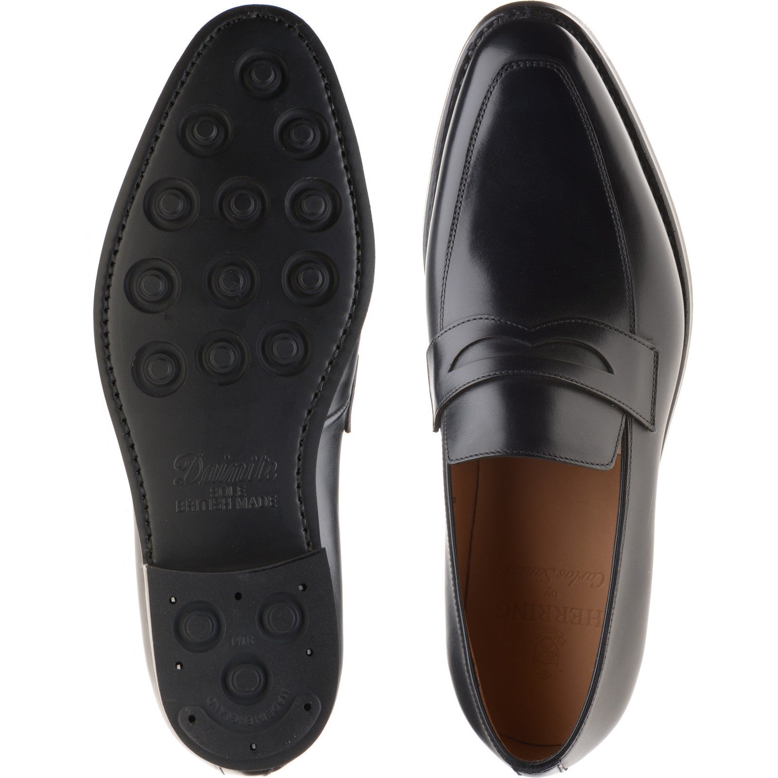 Product image for Herring Fletcher Rubber mens loafers in black calf