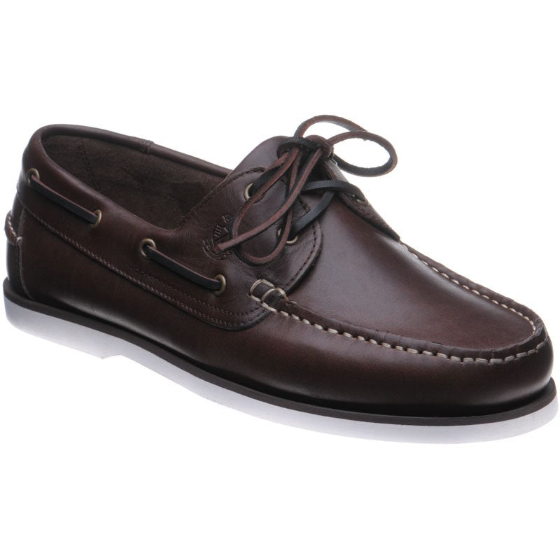 Product image for Herring Fowey mens rubber-soled deck shoes in brown