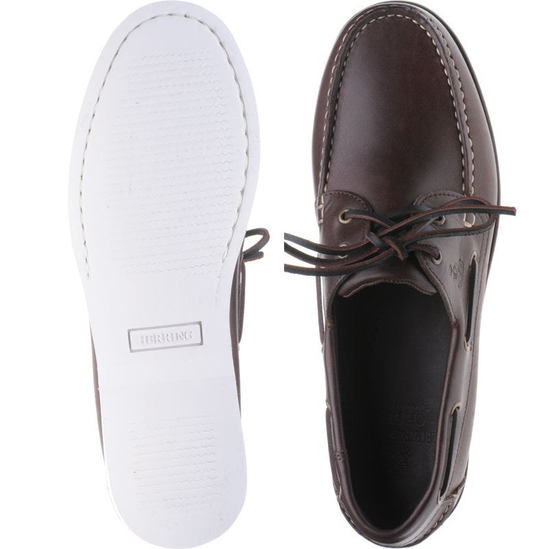 Product image for Herring Fowey mens rubber-soled deck shoes in brown
