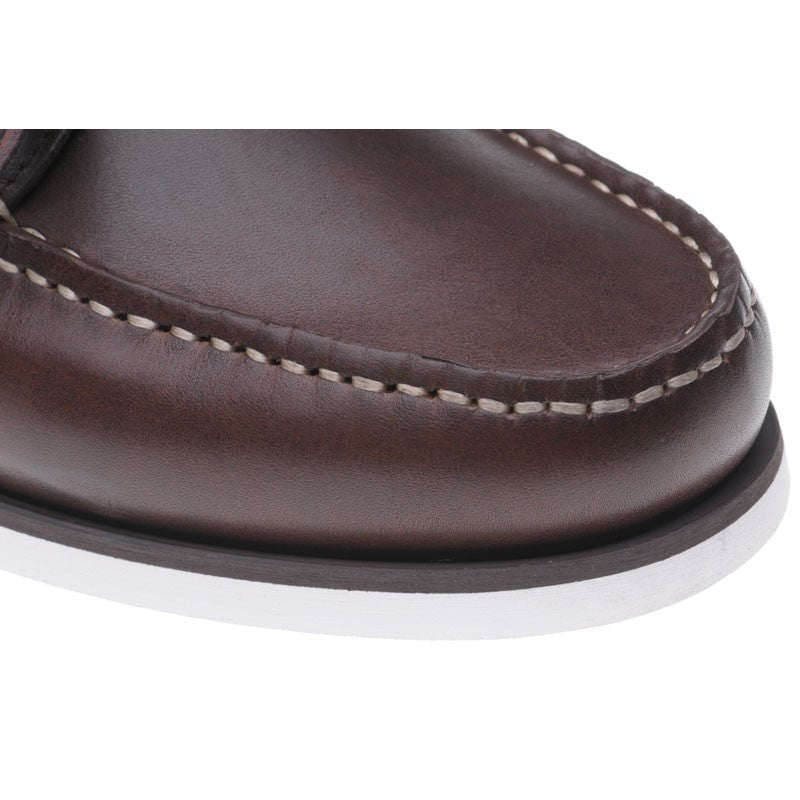 Product image for Herring Fowey mens rubber-soled deck shoes in brown