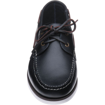 Product image for Herring Fowey mens rubber-soled deck shoes in navy leather