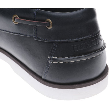 Product image for Herring Fowey mens rubber-soled deck shoes in navy leather