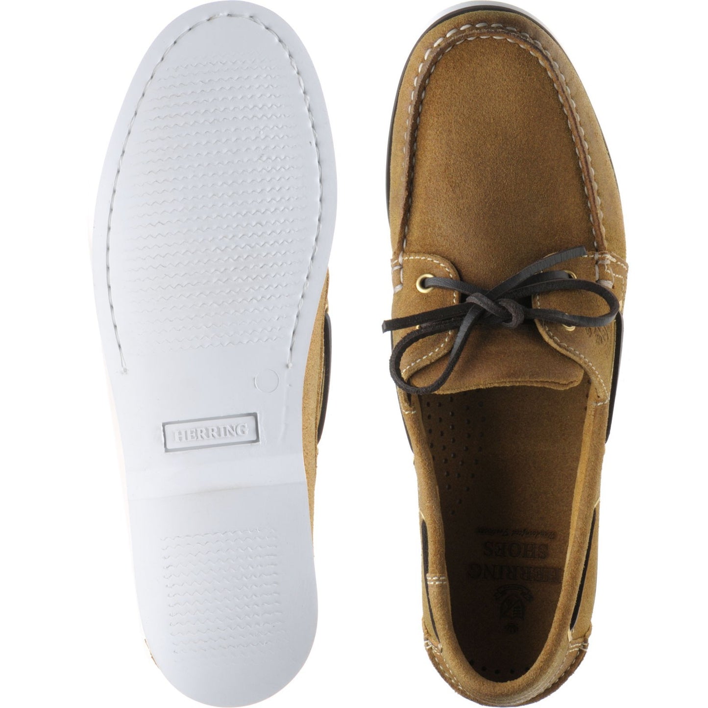 Product image for Herring Fowey mens rubber-soled deck shoes in tan