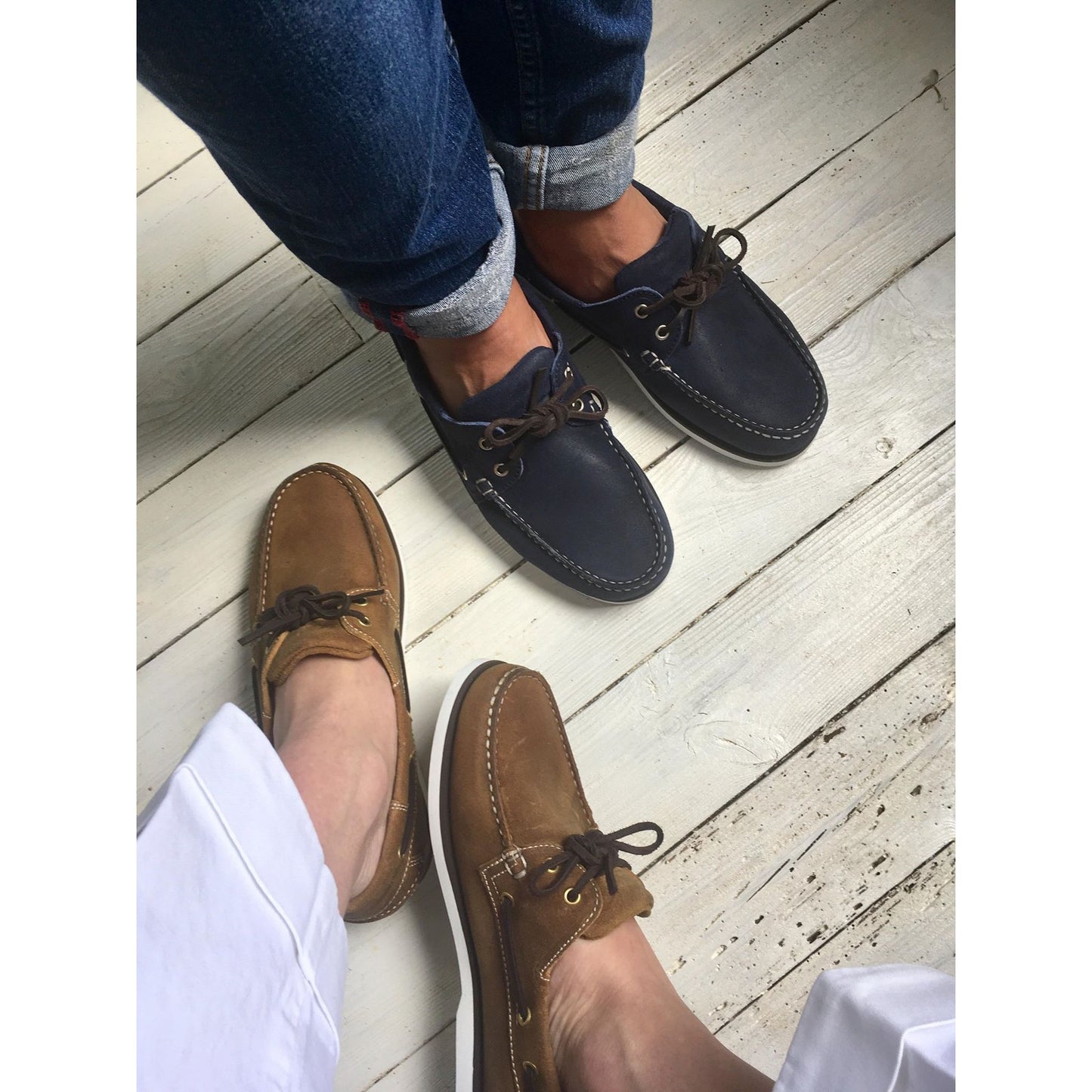 Product image for Herring Fowey mens rubber-soled deck shoes in tan