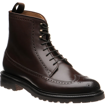 Product image for Herring Galashiels mens rubber-soled brogue boots in dark brown calf