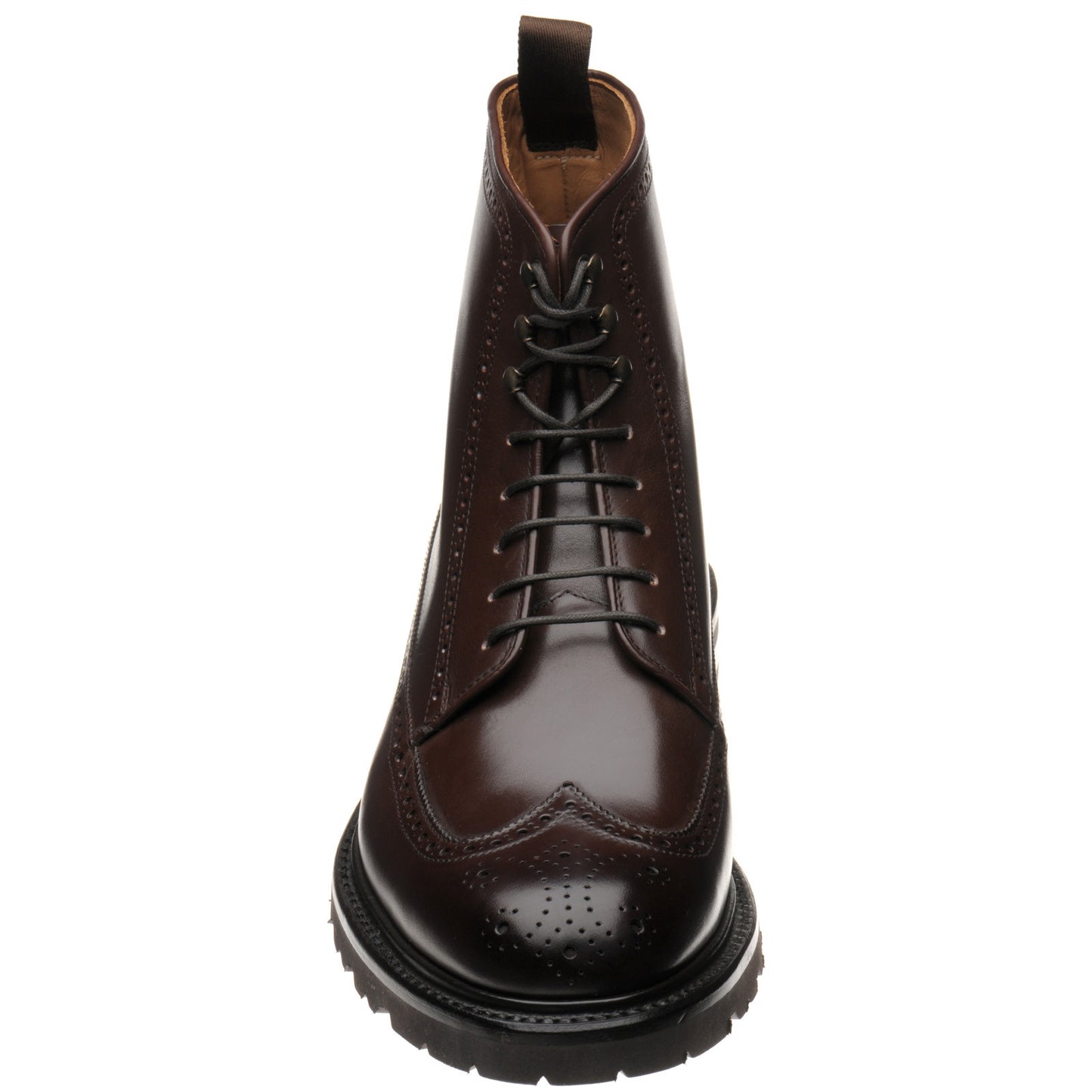 Product image for Herring Galashiels mens rubber-soled brogue boots in dark brown calf
