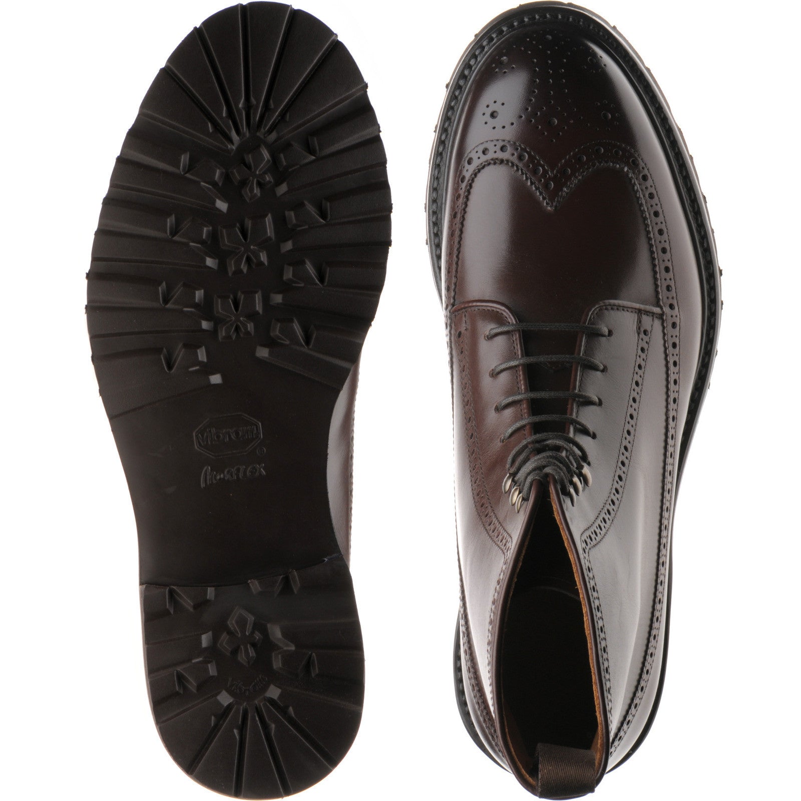 Product image for Herring Galashiels mens rubber-soled brogue boots in dark brown calf