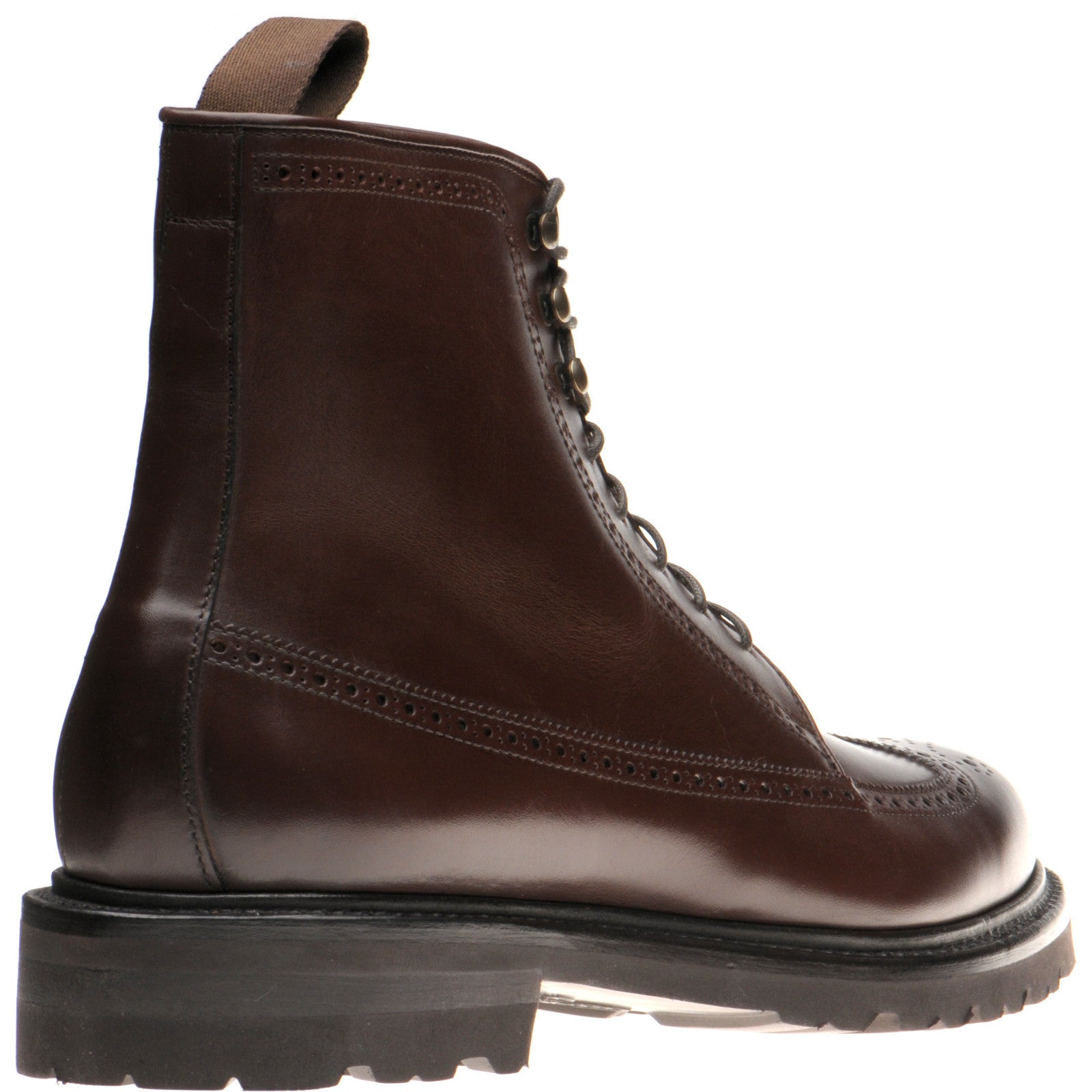 Product image for Herring Galashiels mens rubber-soled brogue boots in dark brown calf