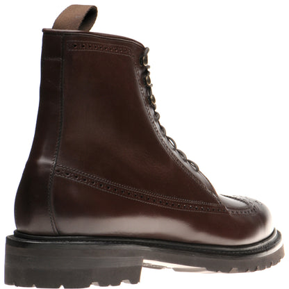 Product image for Herring Galashiels mens rubber-soled brogue boots in dark brown calf