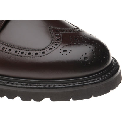 Product image for Herring Galashiels mens rubber-soled brogue boots in dark brown calf