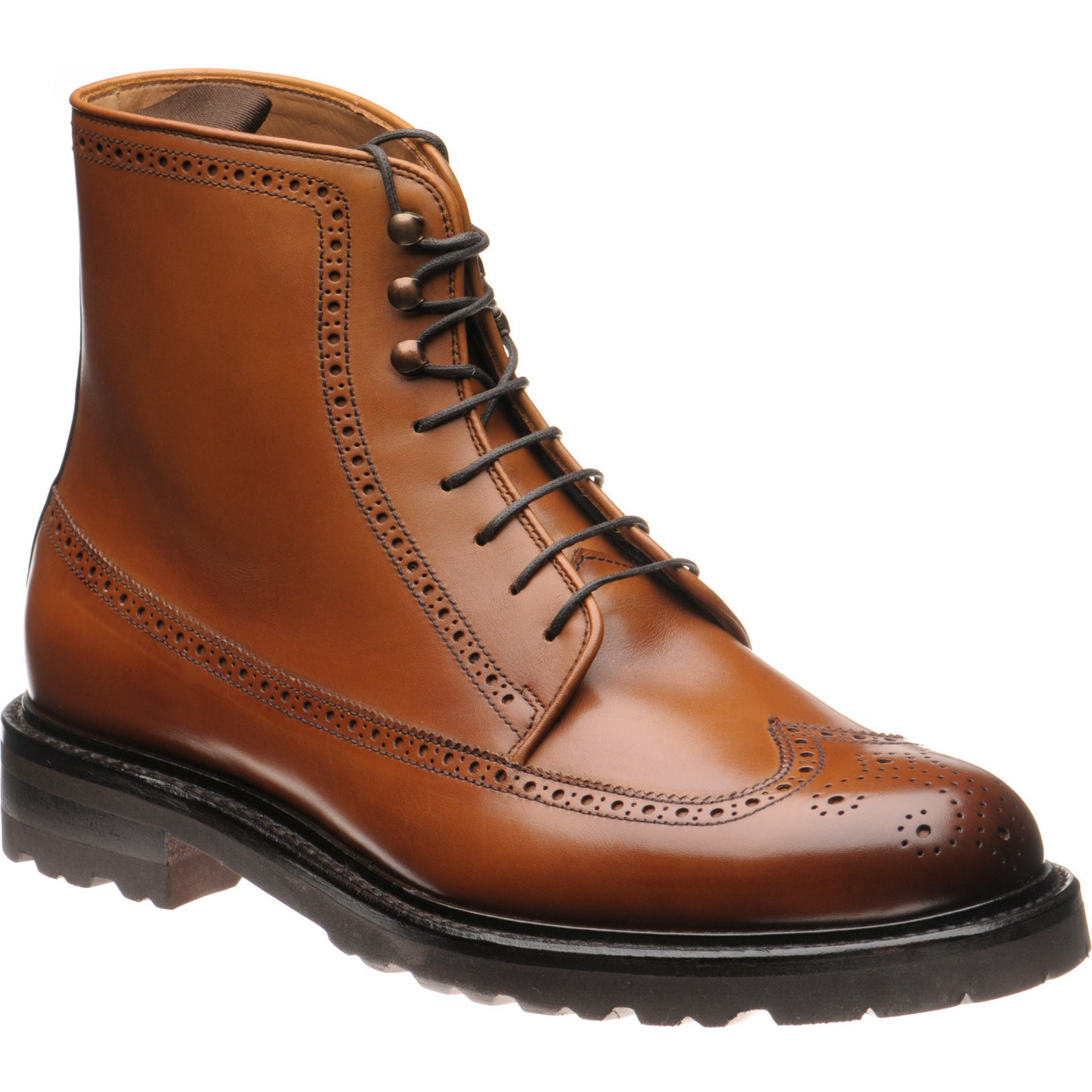 Product image for Herring Galashiels mens rubber-soled brogue boots in tan calf