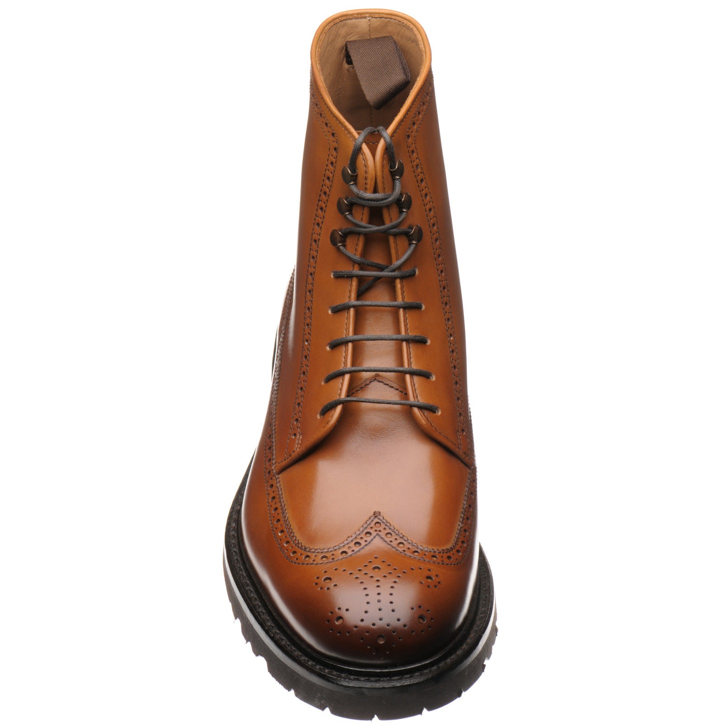 Product image for Herring Galashiels mens rubber-soled brogue boots in tan calf