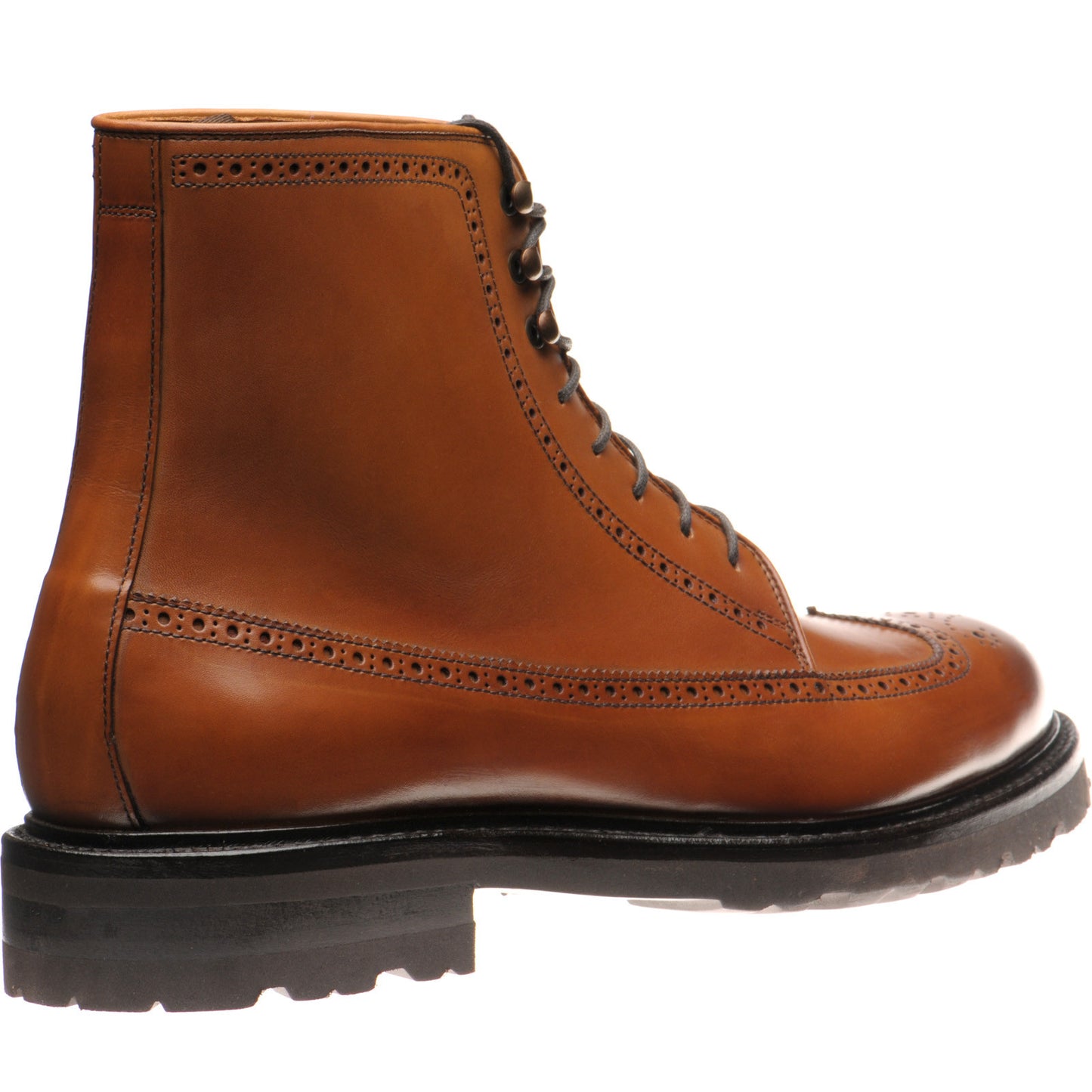 Product image for Herring Galashiels mens rubber-soled brogue boots in tan calf