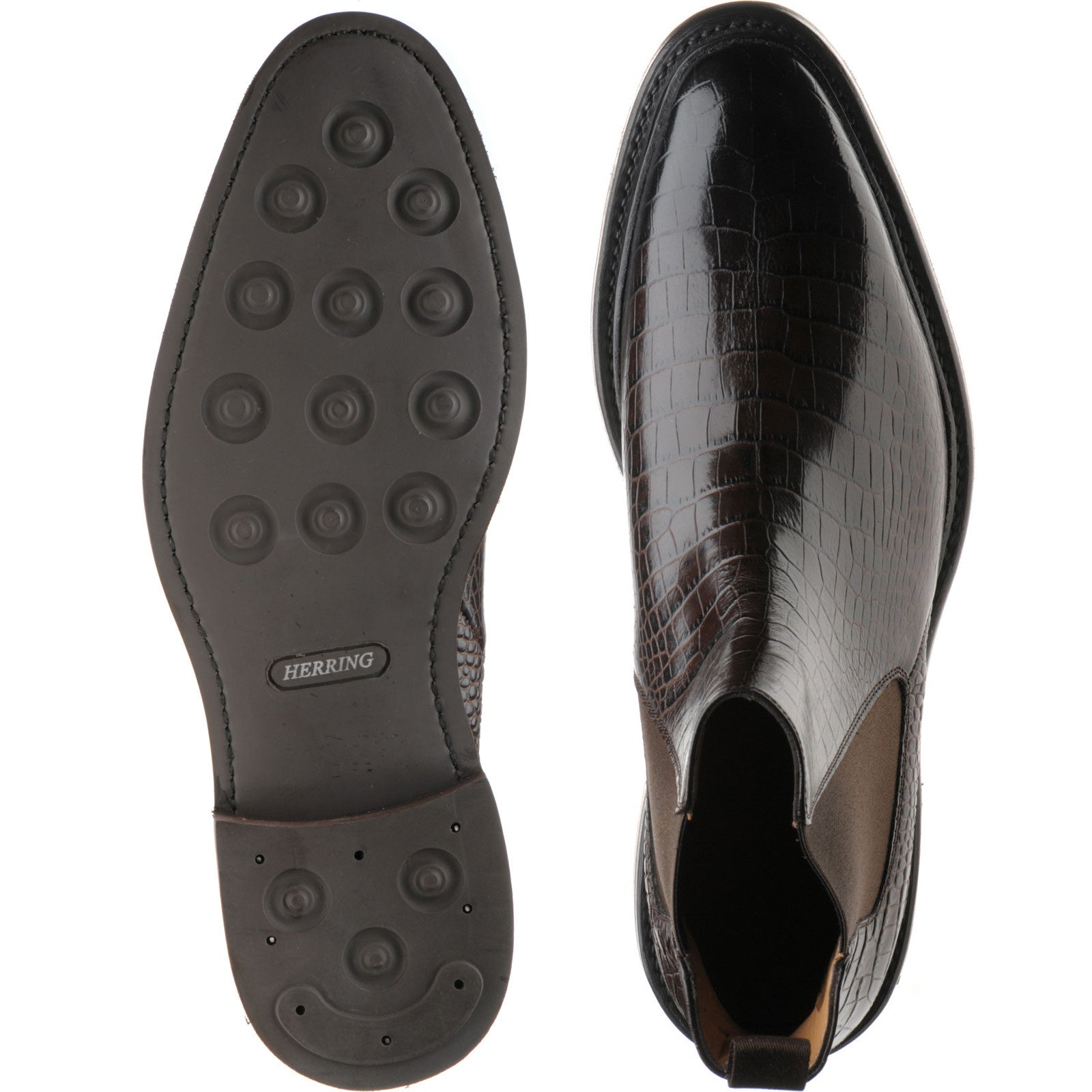 Product image for Herring Geneva mens rubber-soled Chelsea boots in dark brown croc