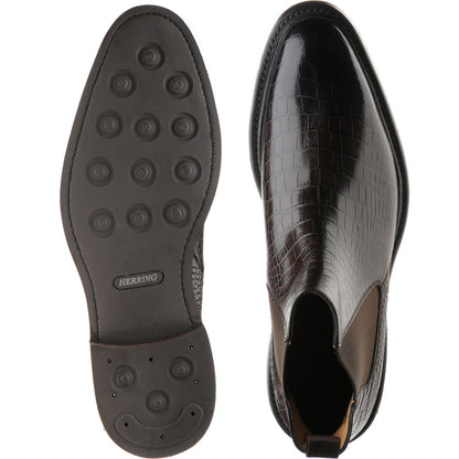 Product image for Herring Geneva mens rubber-soled Chelsea boots in dark brown croc