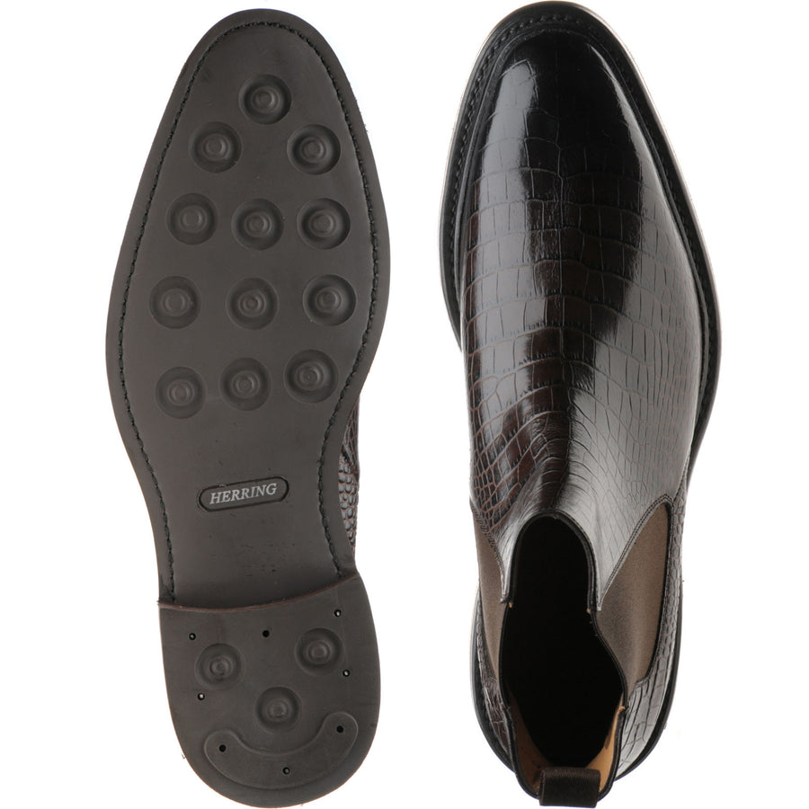 Product image for Herring Geneva mens rubber-soled Chelsea boots in dark brown croc