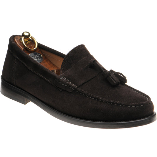 Product image for Herring Genoa mens tasselled loafers in dark brown suede (second)