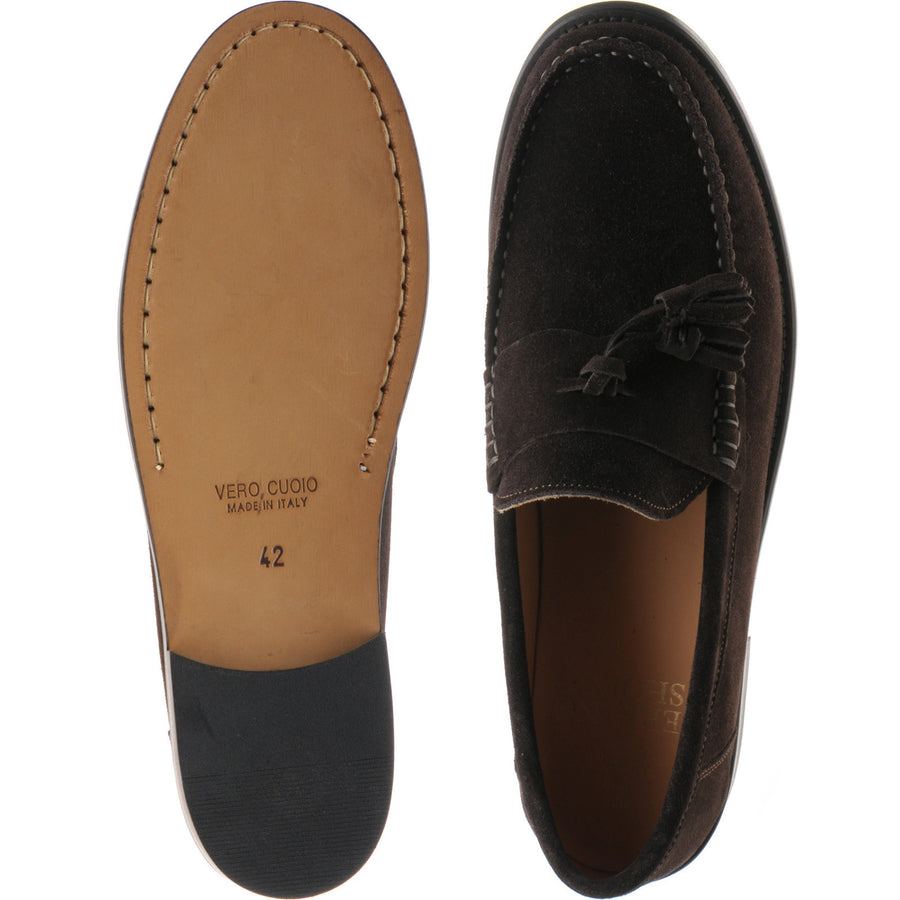 Product image for Herring Genoa mens tasselled loafers in dark brown suede (second)