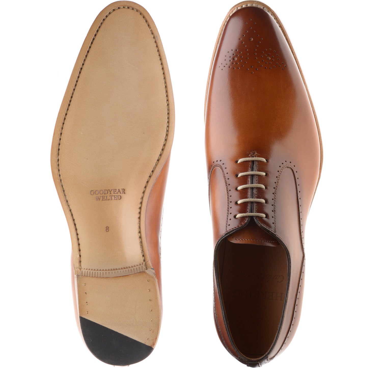 Product image for Herring Gershwin mens semi-brogues in tan calf