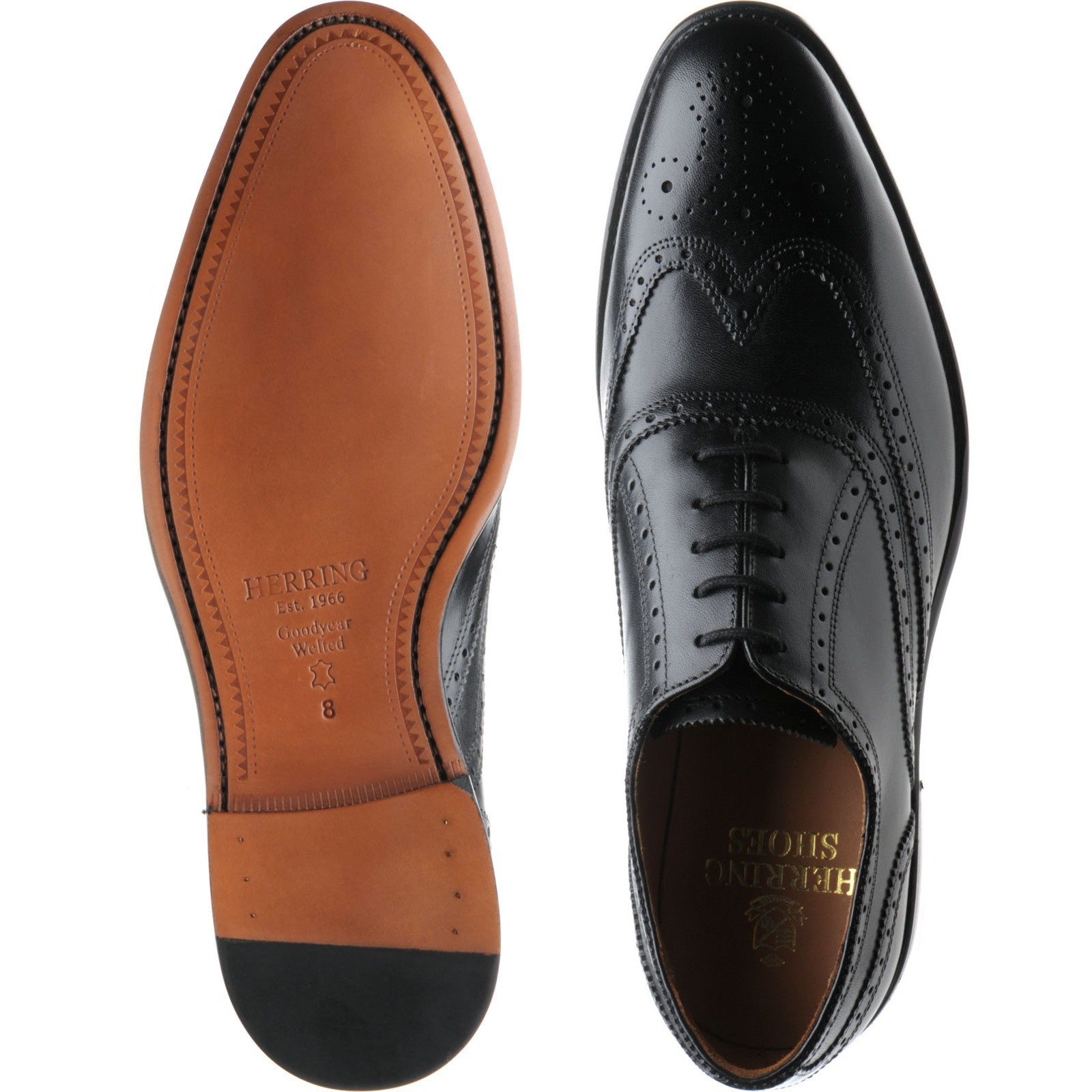 Product image for Herring Gosport mens brogues in black calf (second)