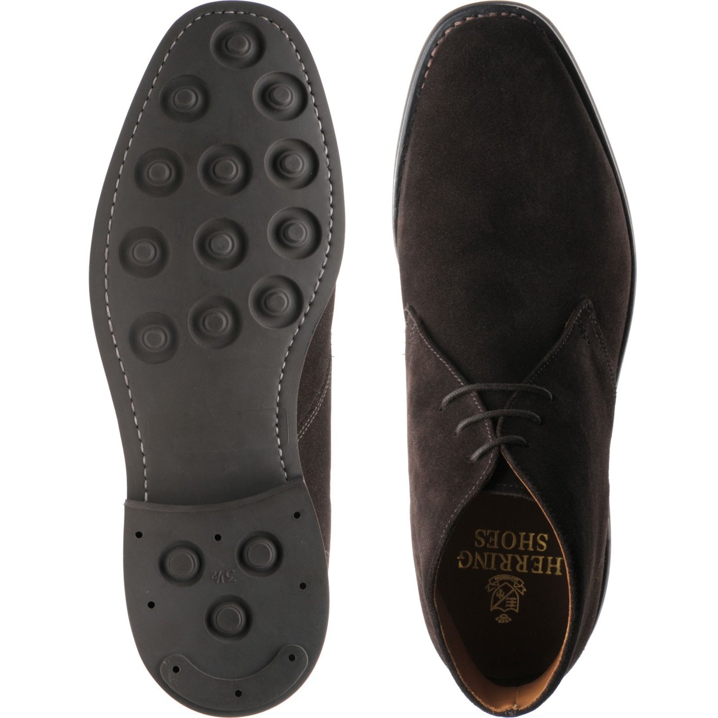 Product image for Herring Grays Rubber mens rubber-soled Chukka boots in brown suede (second)