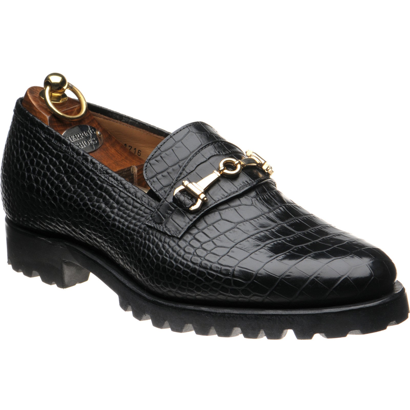 Product image for Herring Hallstatt mens rubber-soled loafers in black croc