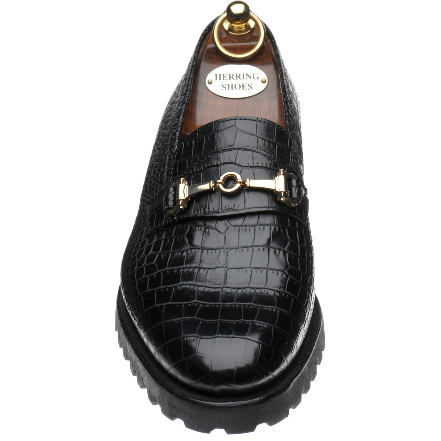 Product image for Herring Hallstatt mens rubber-soled loafers in black croc