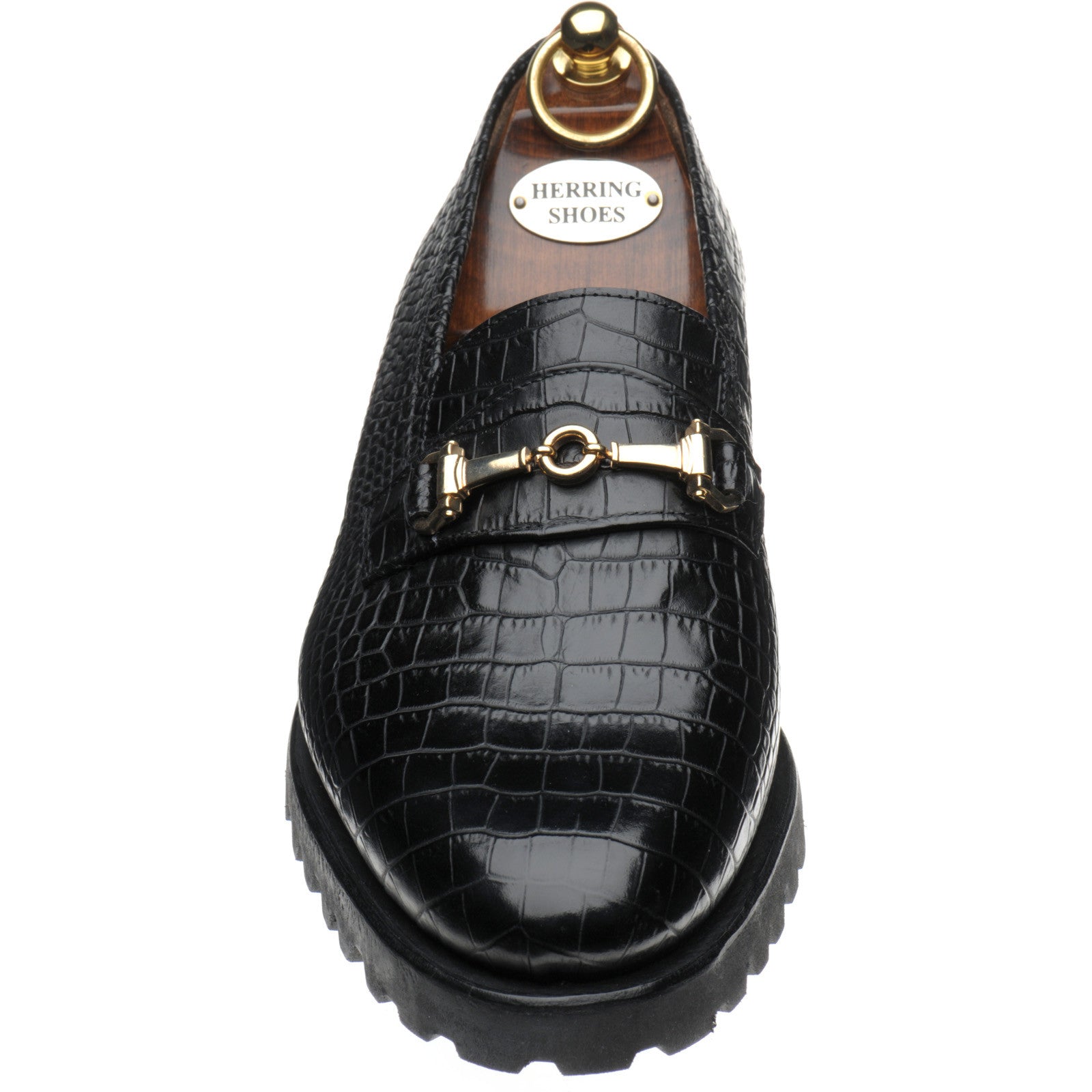 Product image for Herring Hallstatt mens rubber-soled loafers in black croc