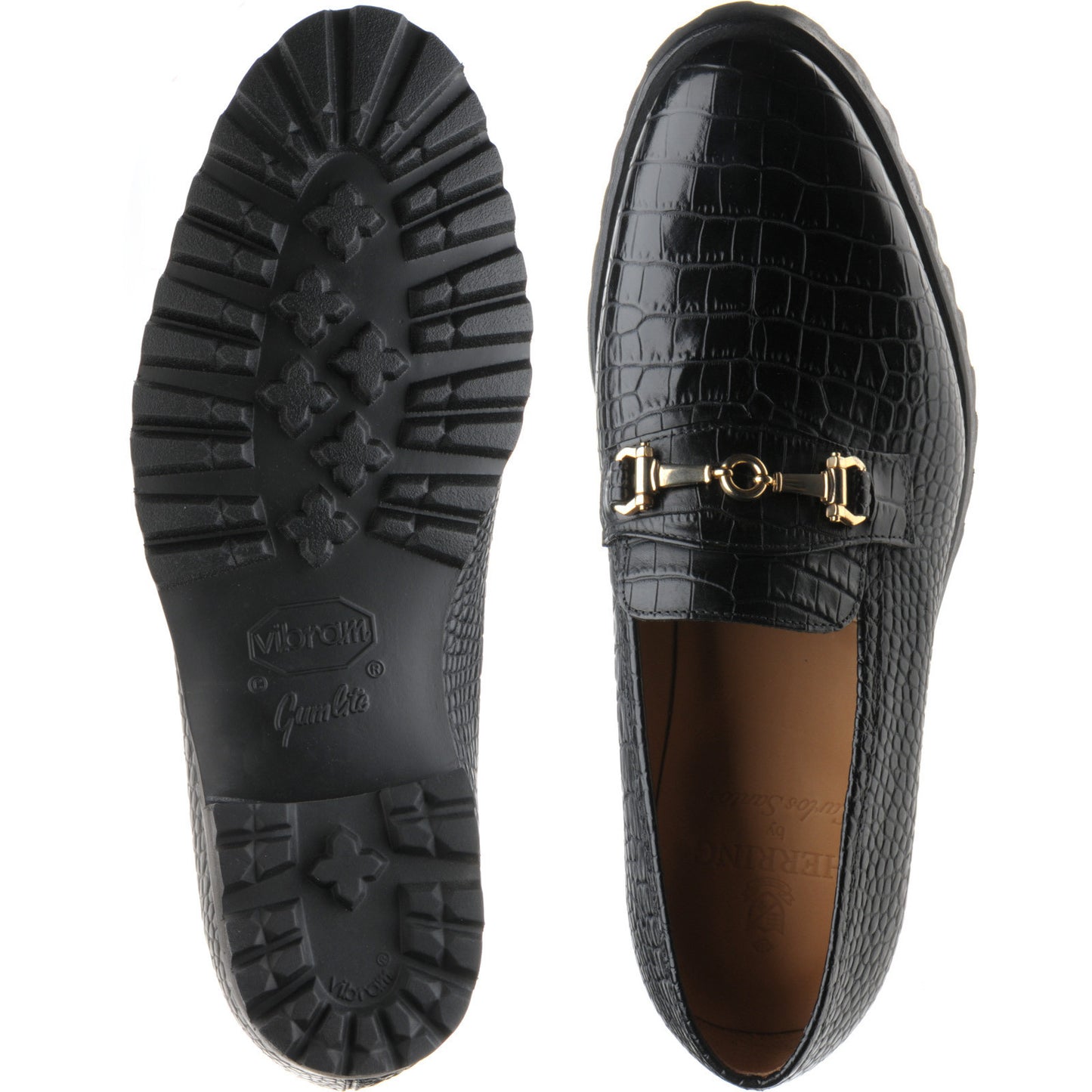 Product image for Herring Hallstatt mens rubber-soled loafers in black croc