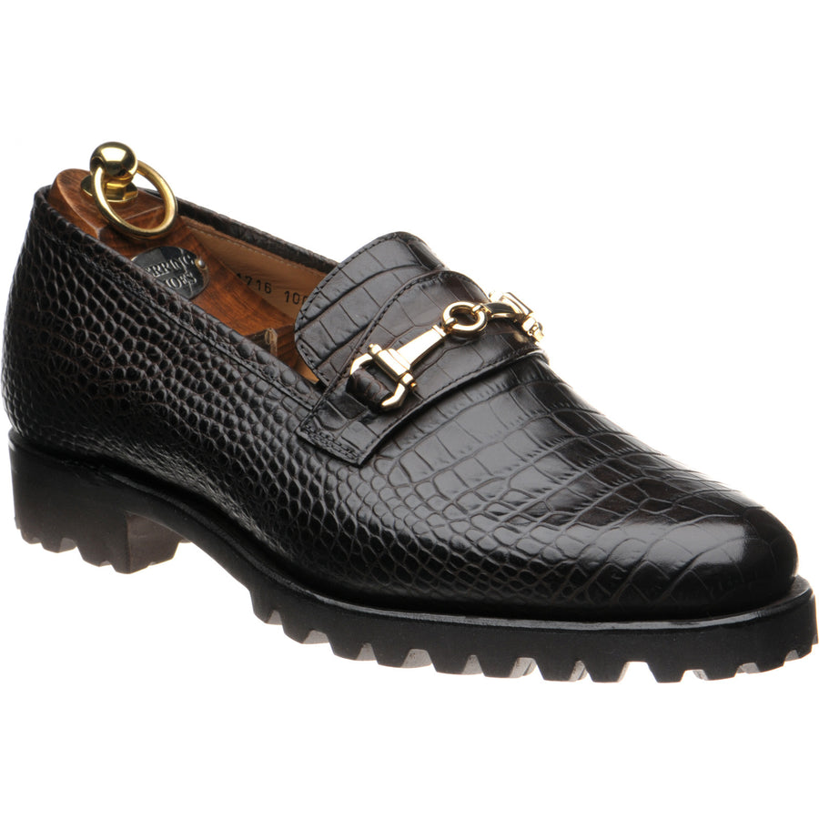 Product image for Herring Hallstatt mens rubber-soled loafers in dark brown croc