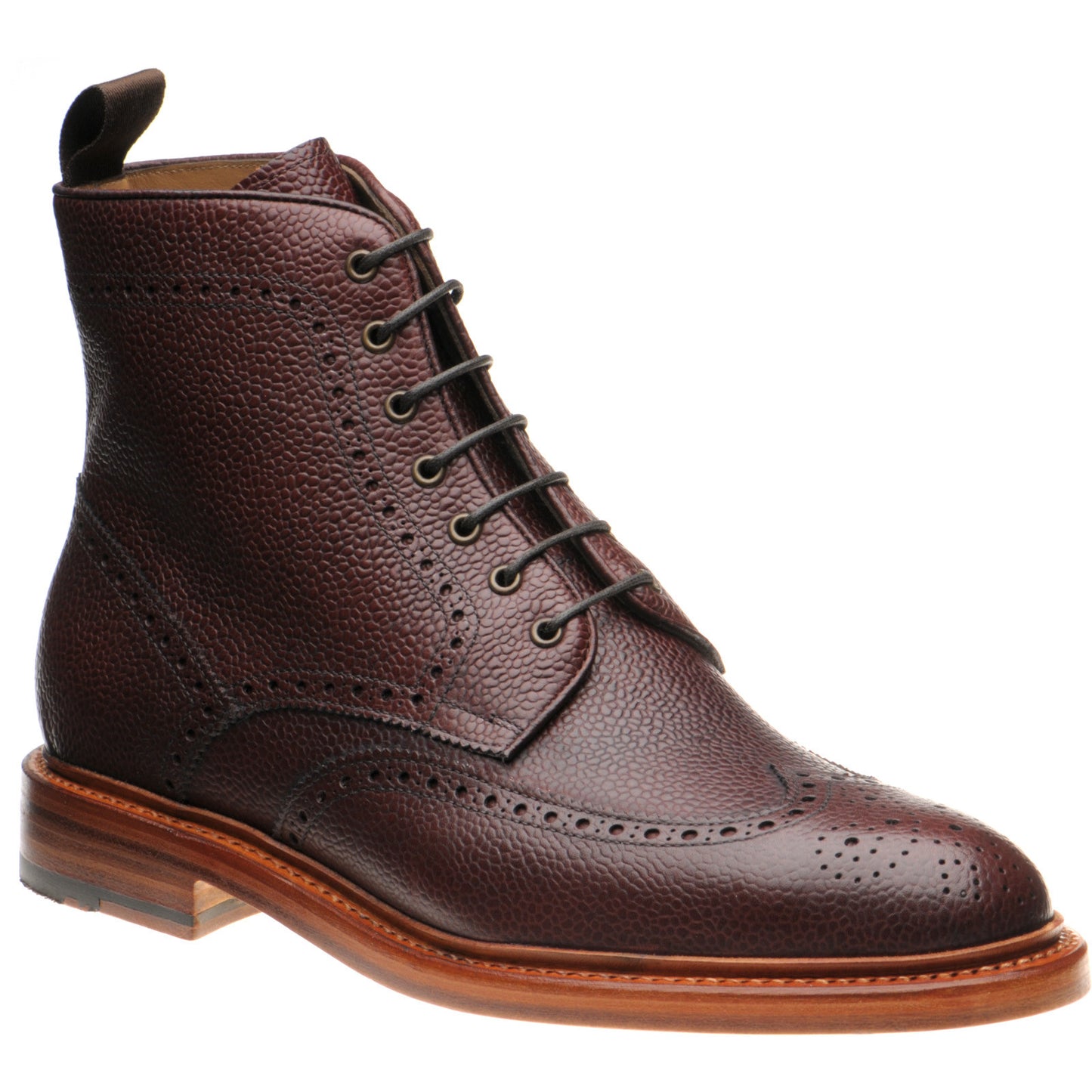 Product image for Herring Hanbury mens brogue boots in burgundy grain