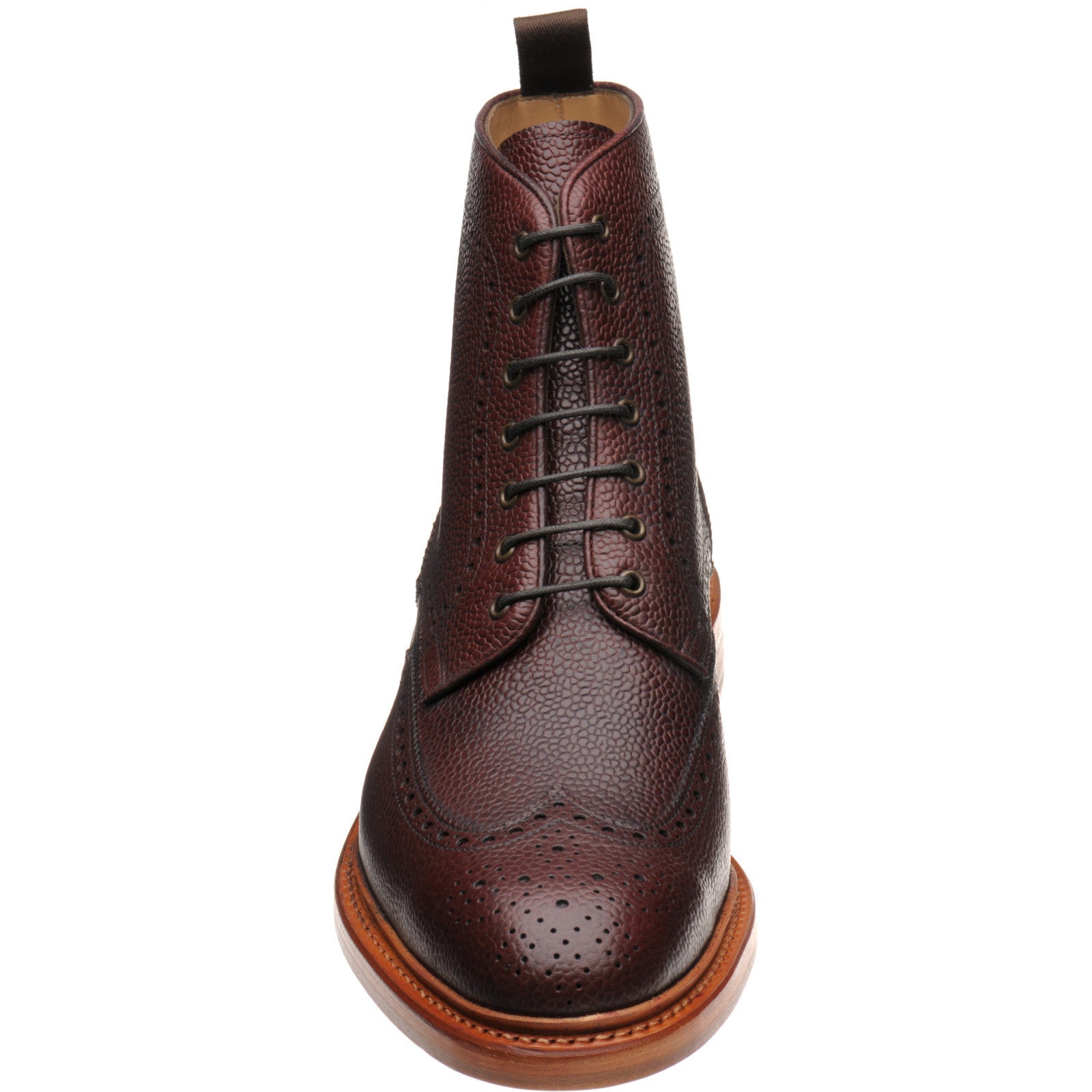 Product image for Herring Hanbury mens brogue boots in burgundy grain