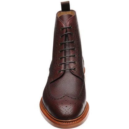 Product image for Herring Hanbury mens brogue boots in burgundy grain