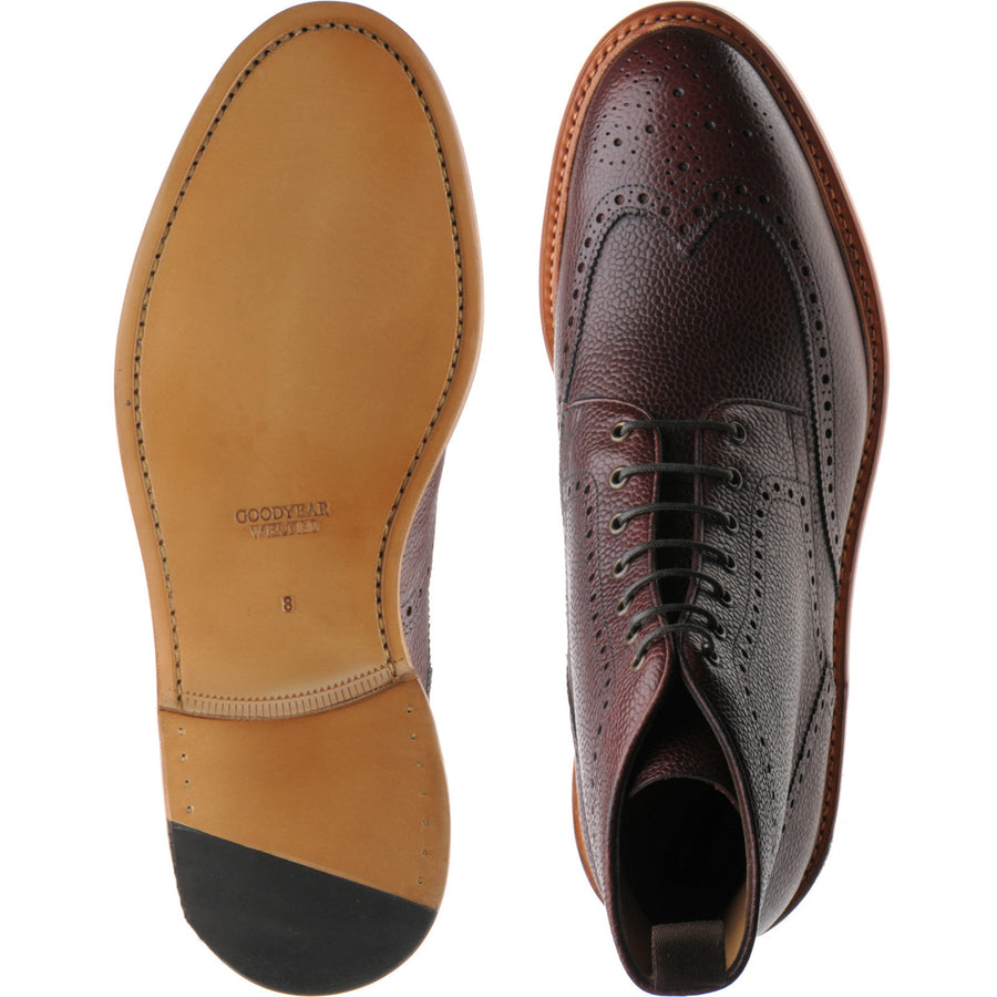 Product image for Herring Hanbury mens brogue boots in burgundy grain