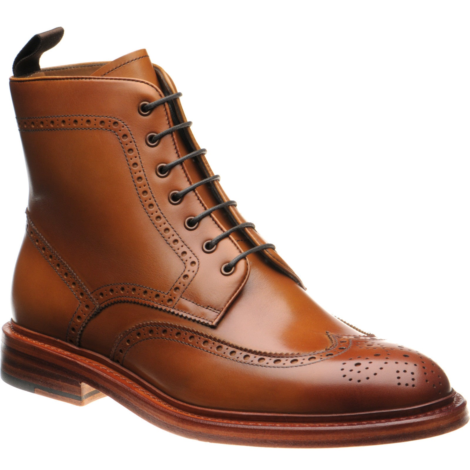 Product image for Herring Hanbury mens brogue boots in tan calf